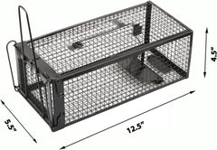 2-Pack Rat Traps Live Mouse Vole Chipmunk Trap Cage for Indoors and Outdoors (Black)