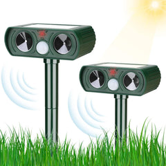 Pack of 2 Solar Animal Repeller Ultrasonic Animal Repellent Deer Repellent Devices Repel Cat, Squirrel, Raccoon, Skunk, Rabbit, Rat, Dog, Waterproof with Motion Detector for Yard