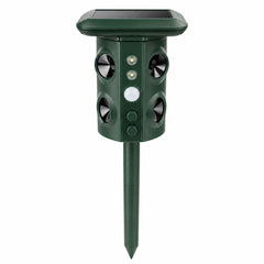 Solar Animal Repeller Outdoor, Ultrasonic Pest Repellent with Motion Sensor & LED Flash, 5 Modes Waterproof Snake Mouse Mole Raccoon Repellent for Garden Yard Farm 669