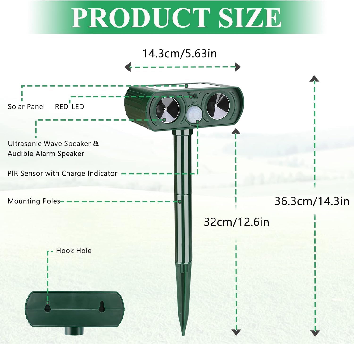 Pack of 2 Solar Animal Repeller Ultrasonic Animal Repellent Deer Repellent Devices Repel Cat, Squirrel, Raccoon, Skunk, Rabbit, Rat, Dog, Waterproof with Motion Detector for Yard