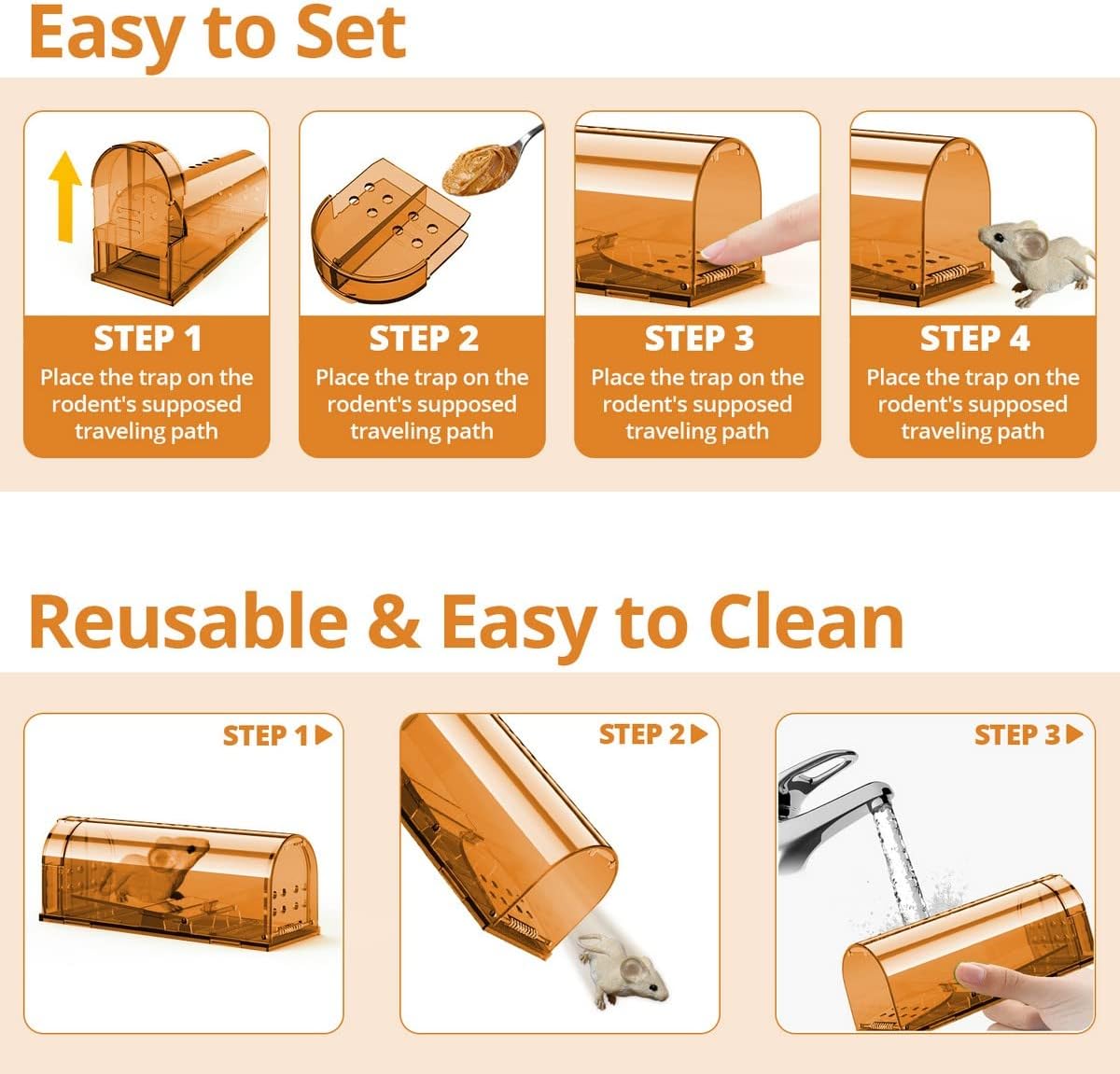 Mouse Trap, Humane Mouse Trap, Easy to Set, Mouse Catcher Quick Effective Reusable and Safe for Families -2 Pack
