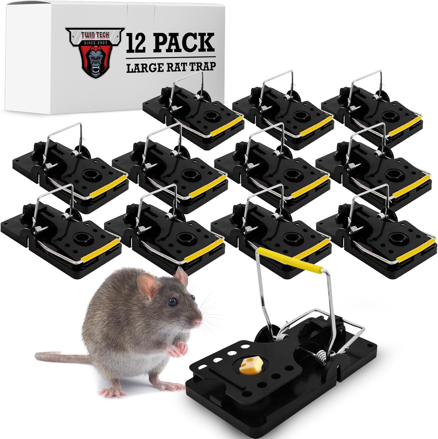 Stainless Steel Mechanical Large Mouse Trap for Indoor & Outdoor Rodents - Reusable Mouse Traps with Safe Snap & Finger Protection - Durable Large Rat Traps - 5.5" L x 3" W x 3" - 6 Pack