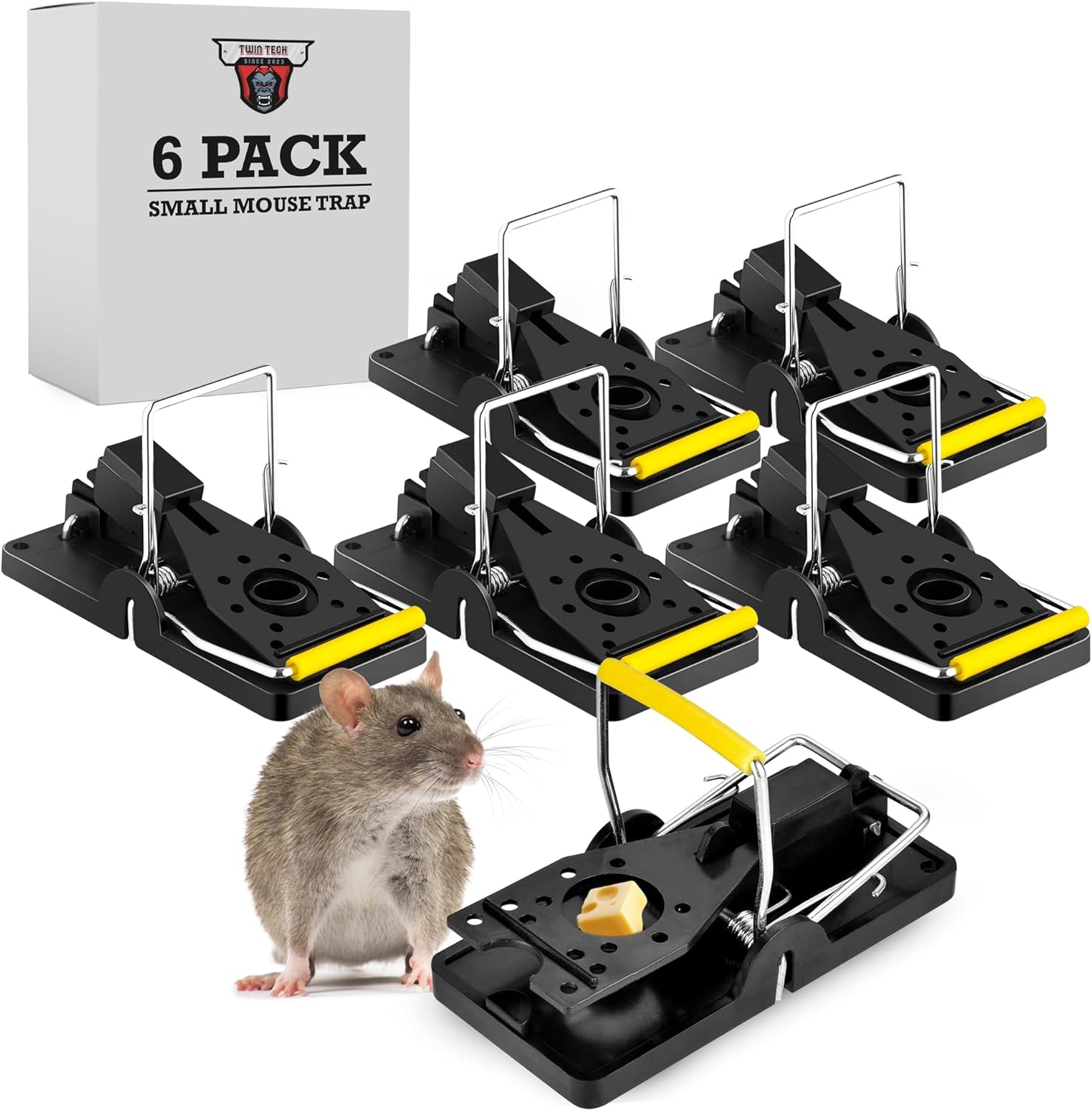 Stainless Steel Mechanical Large Mouse Trap for Indoor & Outdoor Rodents - Reusable Mouse Traps with Safe Snap & Finger Protection - Durable Large Rat Traps - 5.5" L x 3" W x 3" - 6 Pack