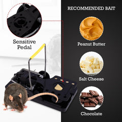 Stainless Steel Mechanical Large Mouse Trap for Indoor & Outdoor Rodents - Reusable Mouse Traps with Safe Snap & Finger Protection - Durable Large Rat Traps - 5.5" L x 3" W x 3" - 6 Pack