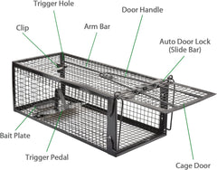 2-Pack Rat Traps Live Mouse Vole Chipmunk Trap Cage for Indoors and Outdoors (Black)