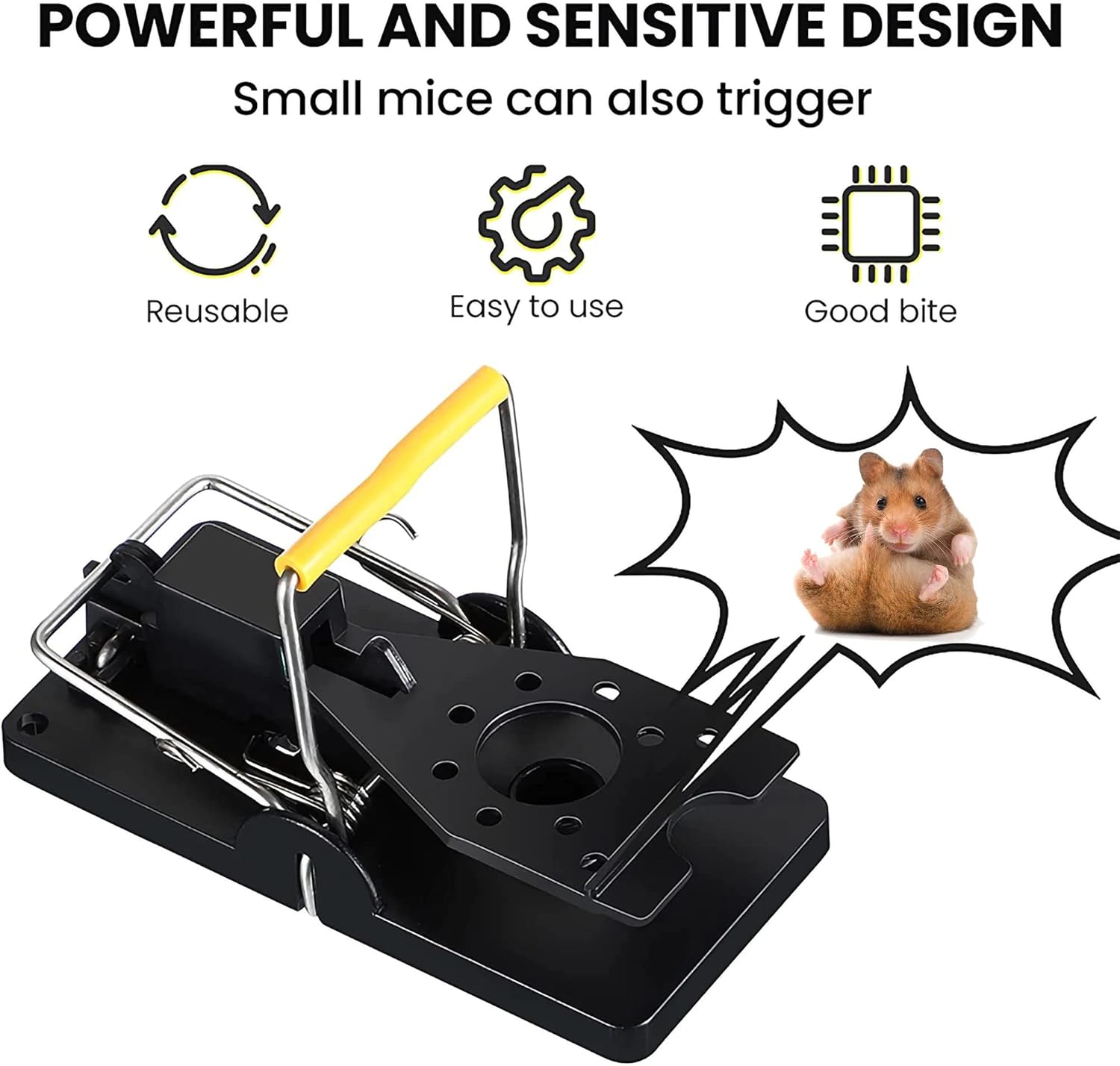 Grandpa Gus's Pest Control Large Snap Traps for Mice/Rats, Durable Plastic, Stainless Steel Powerful Spring Arm & Very Sensitive Trigger (Pack of 6)