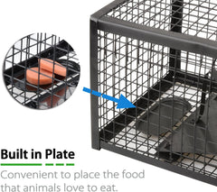 2-Pack Rat Traps Live Mouse Vole Chipmunk Trap Cage for Indoors and Outdoors (Black)