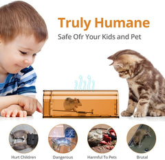 Mouse Trap, Humane Mouse Trap, Easy to Set, Mouse Catcher Quick Effective Reusable and Safe for Families -2 Pack