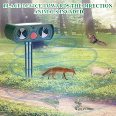 Pack of 2 Solar Animal Repeller Ultrasonic Animal Repellent Deer Repellent Devices Repel Cat, Squirrel, Raccoon, Skunk, Rabbit, Rat, Dog, Waterproof with Motion Detector for Yard