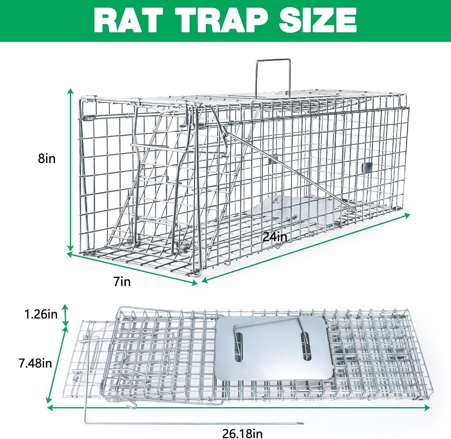 Mouse Traps Indoor for Home, 24 Inch Enlarge Mouse Traps with Brush Live Rat Trap Outdoor Catch and Release, No Kill Mice Trap Reusable for Mouse Rat, Chipmunks, Mole, Rodent, Pet Safe