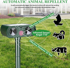 Pack of 2 Solar Animal Repeller Ultrasonic Animal Repellent Deer Repellent Devices Repel Cat, Squirrel, Raccoon, Skunk, Rabbit, Rat, Dog, Waterproof with Motion Detector for Yard