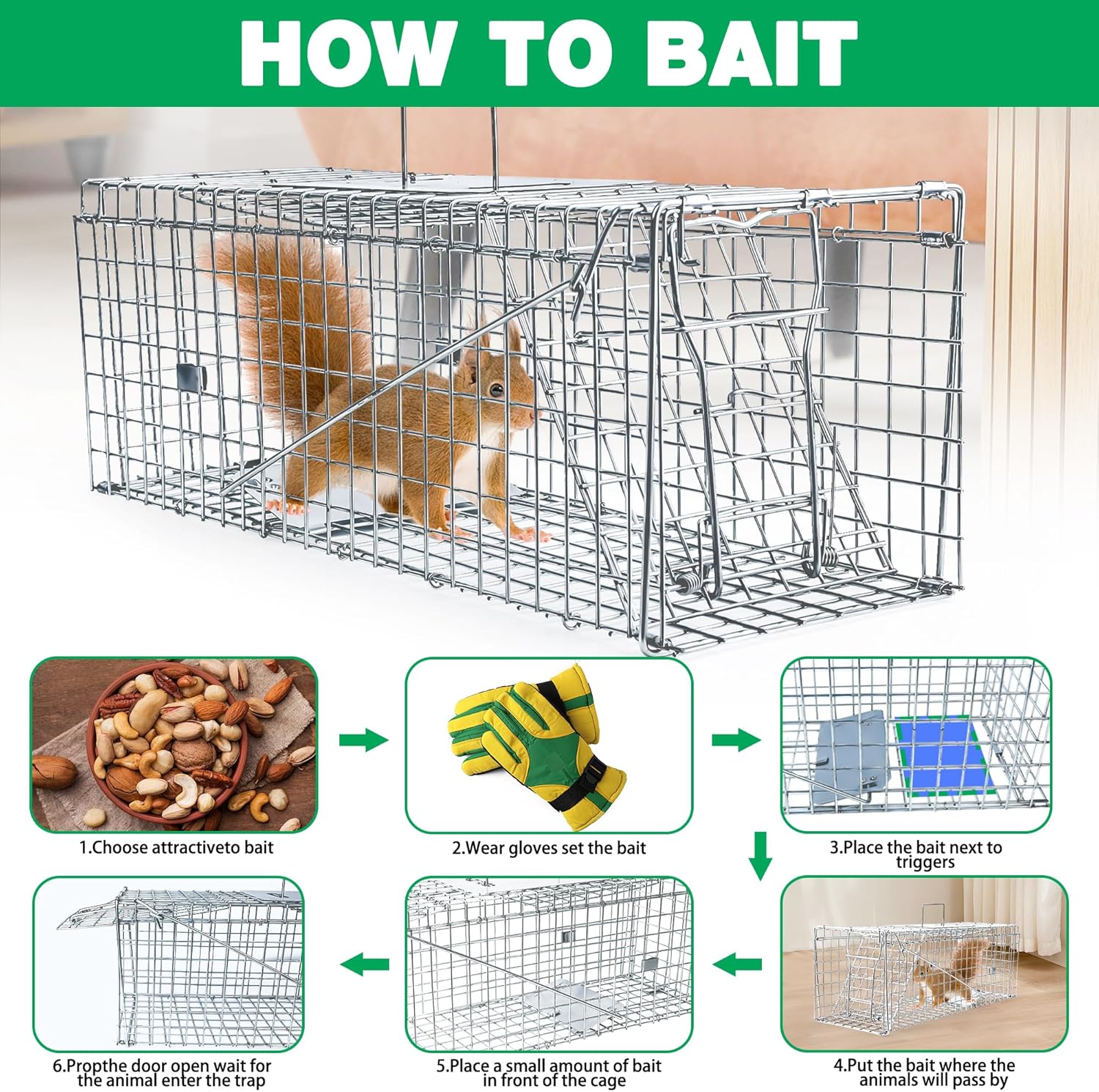 Mouse Traps Indoor for Home, 24 Inch Enlarge Mouse Traps with Brush Live Rat Trap Outdoor Catch and Release, No Kill Mice Trap Reusable for Mouse Rat, Chipmunks, Mole, Rodent, Pet Safe