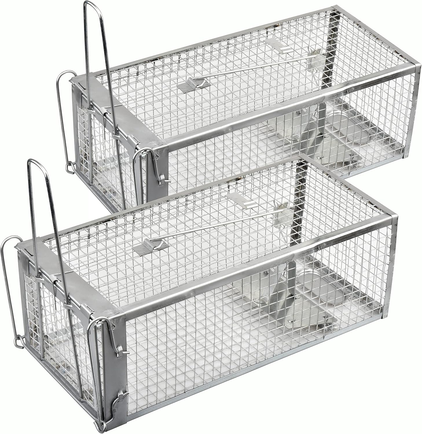 2-Pack Rat Traps Live Mouse Vole Chipmunk Trap Cage for Indoors and Outdoors (Black)