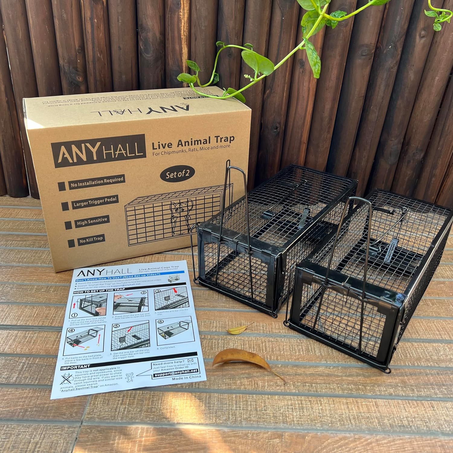 2-Pack Rat Traps Live Mouse Vole Chipmunk Trap Cage for Indoors and Outdoors (Black)