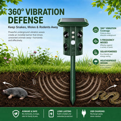 Solar Animal Repeller Outdoor, Ultrasonic Pest Repellent with Motion Sensor & LED Flash, 5 Modes Waterproof Snake Mouse Mole Raccoon Repellent for Garden Yard Farm 669