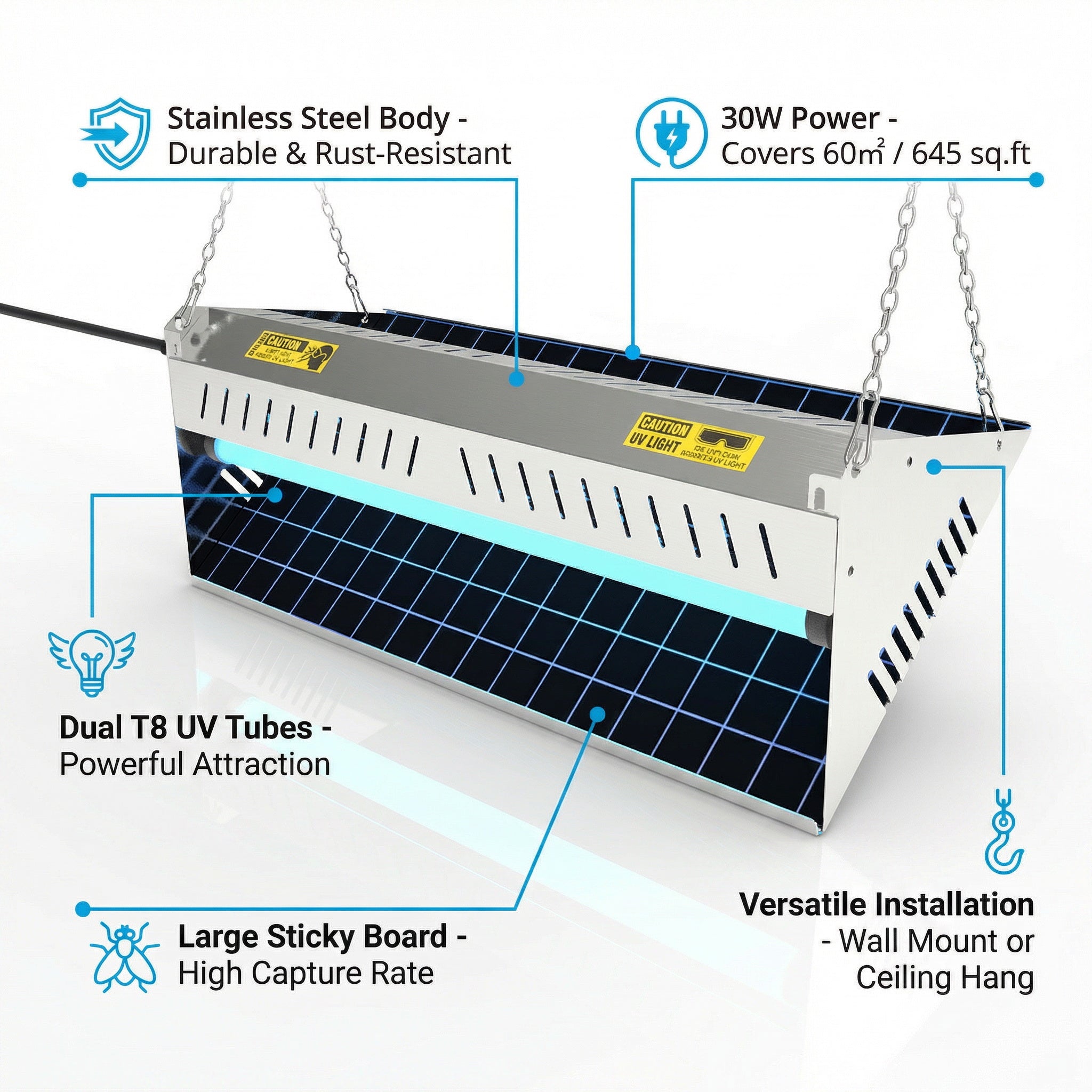 Stainless Steel Electric Shock Mosquito Killer Lamp, Physical Killing Without Radiation, Dual-use for Home & Restaurants (OEM&ODM) U03