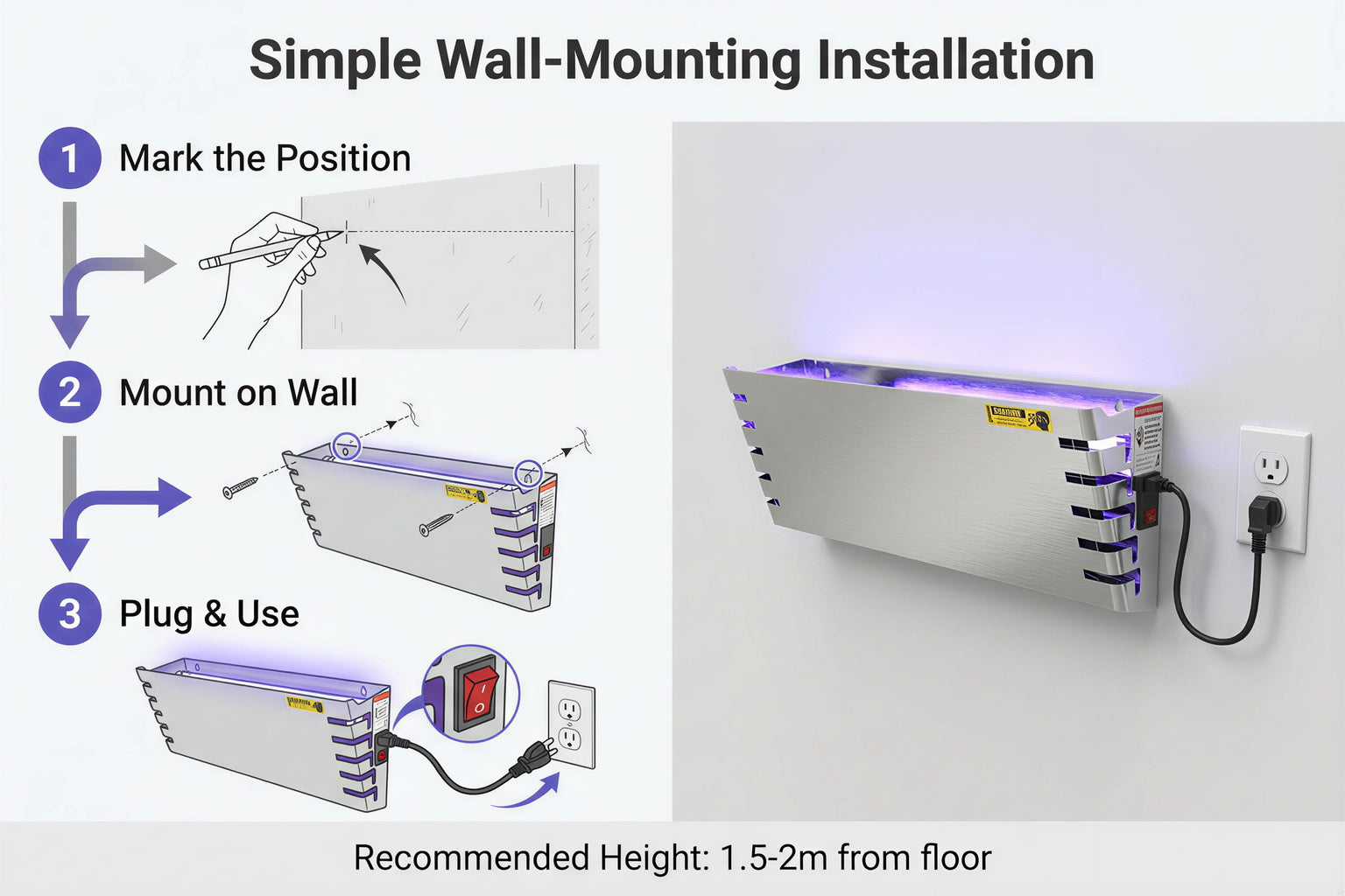 Wall-mounted Stainless Steel Mosquito Trap Lamp, Special for Restaurants & Hotels, Efficient Mosquito & Fly Killer (OEM&ODM) U12