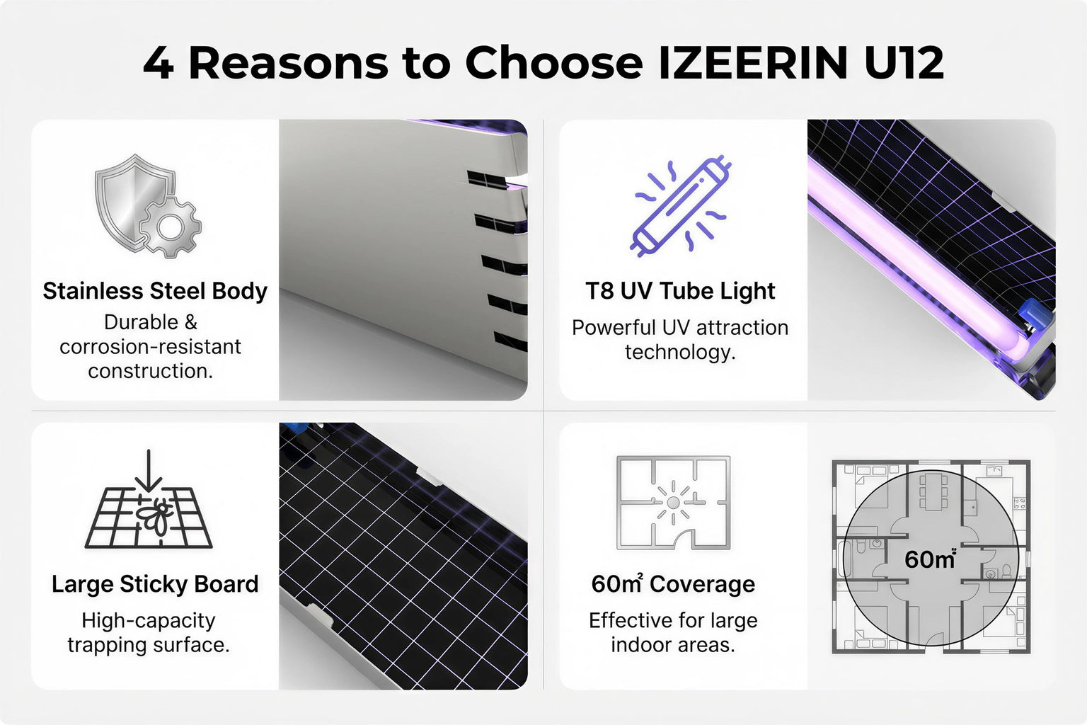 Wall-mounted Stainless Steel Mosquito Trap Lamp, Special for Restaurants & Hotels, Efficient Mosquito & Fly Killer (OEM&ODM) U12