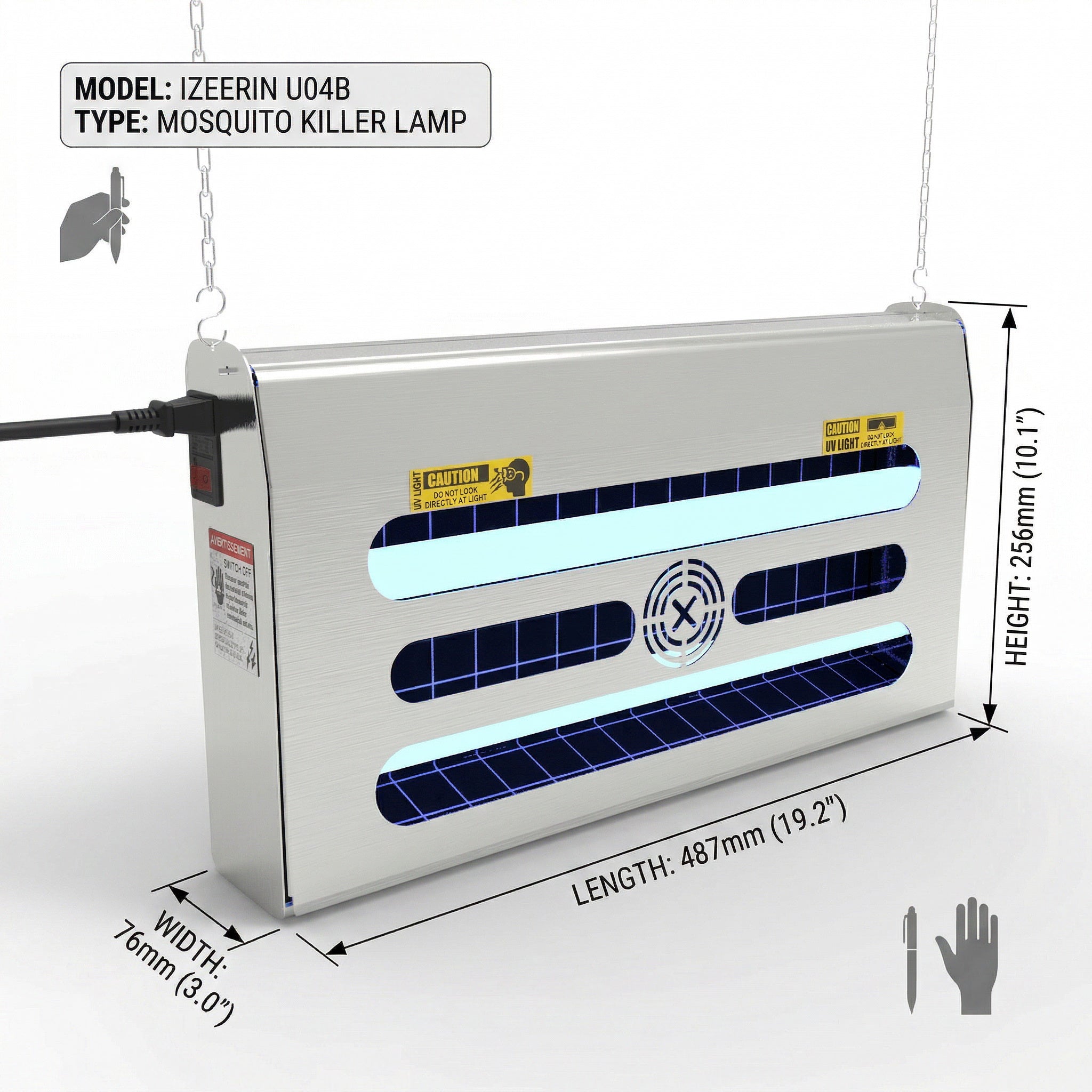 Stainless Steel Mosquito Killer Lamp, Indoor & Commercial Silent Mosquito Repellent, Physical Trapping Fly Killer Lamp (OEM&ODM) U13